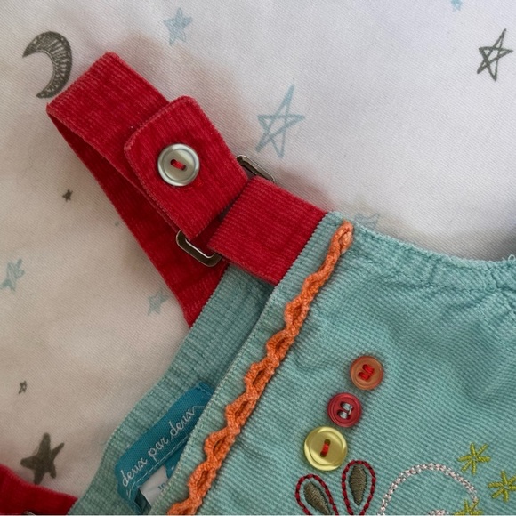 ⭒ 18M Deux Par Deux Unique Embroidered Dress Floral Design Buttons Ruffles ⭒ - Picture 3 of 10